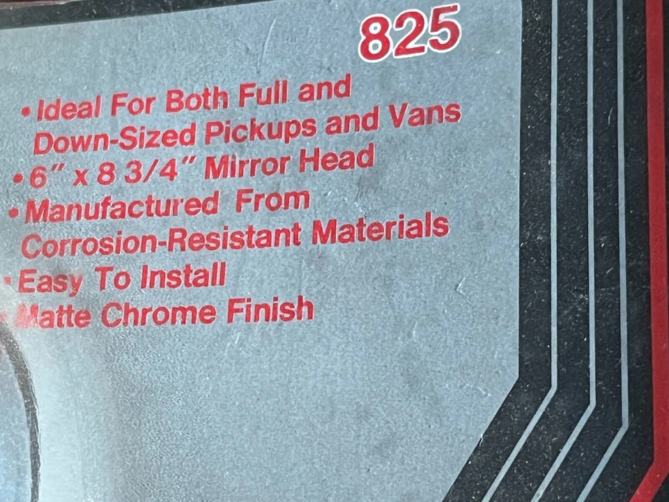 825 PETERSON CHROMED UNIVERSAL BREAK-AWAY Mirror,RH/LH,全尺寸/下装卡车/厢式货车 — 第 3/3 张图片