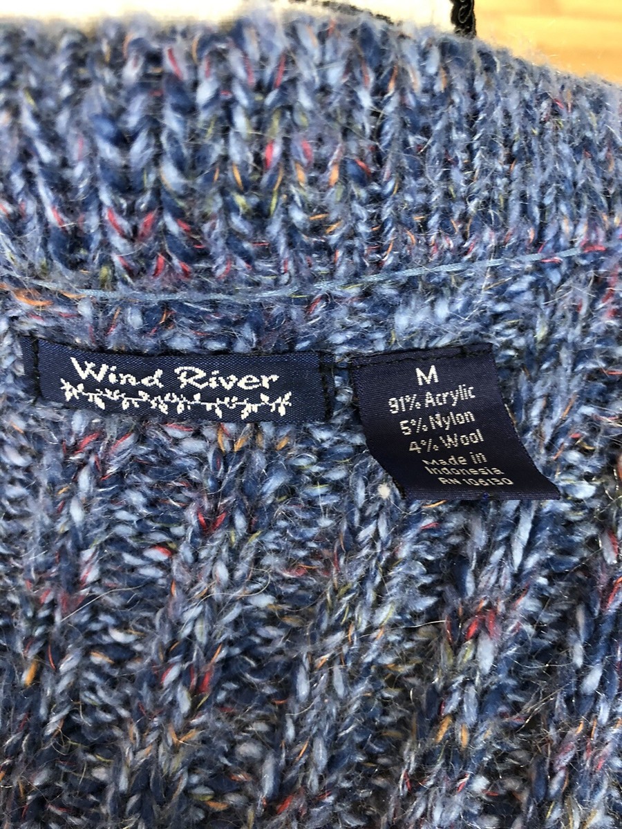 yーー wind river women sweater medium blue Three Button Design 3/4