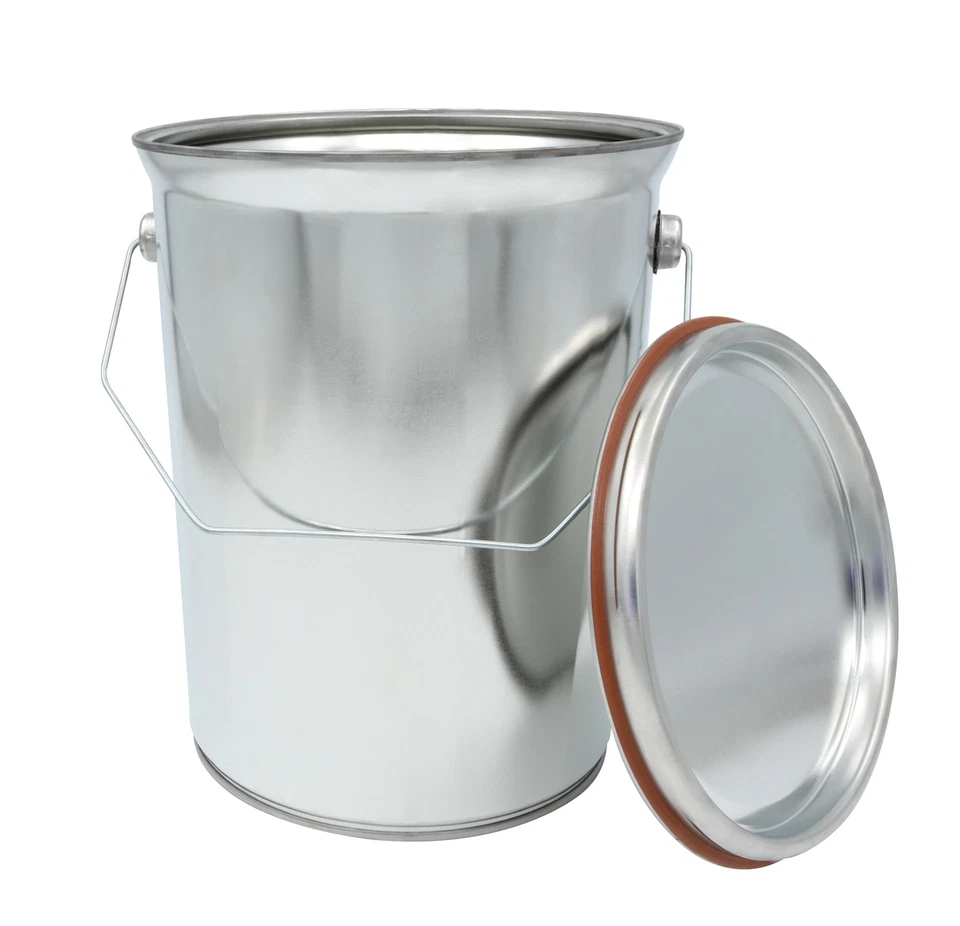 Leerer Blecheimer verzinkt mit Henkel inkl. Deckel 5,0 L | Eimer Metall abfüllen - Bild 3 von 4