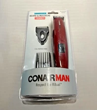 Conair Man Beard &  Mustache Trimmer 3 All Purpose Comb Rechargeable 2 Pack