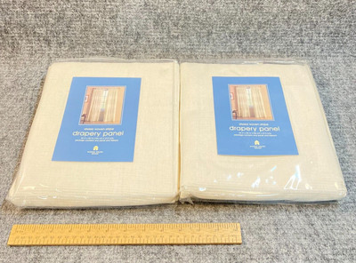 2 Michael Graves Design Drapery Panels Khaki Tab Top Alyssa Woven-Stripe 42''x84''