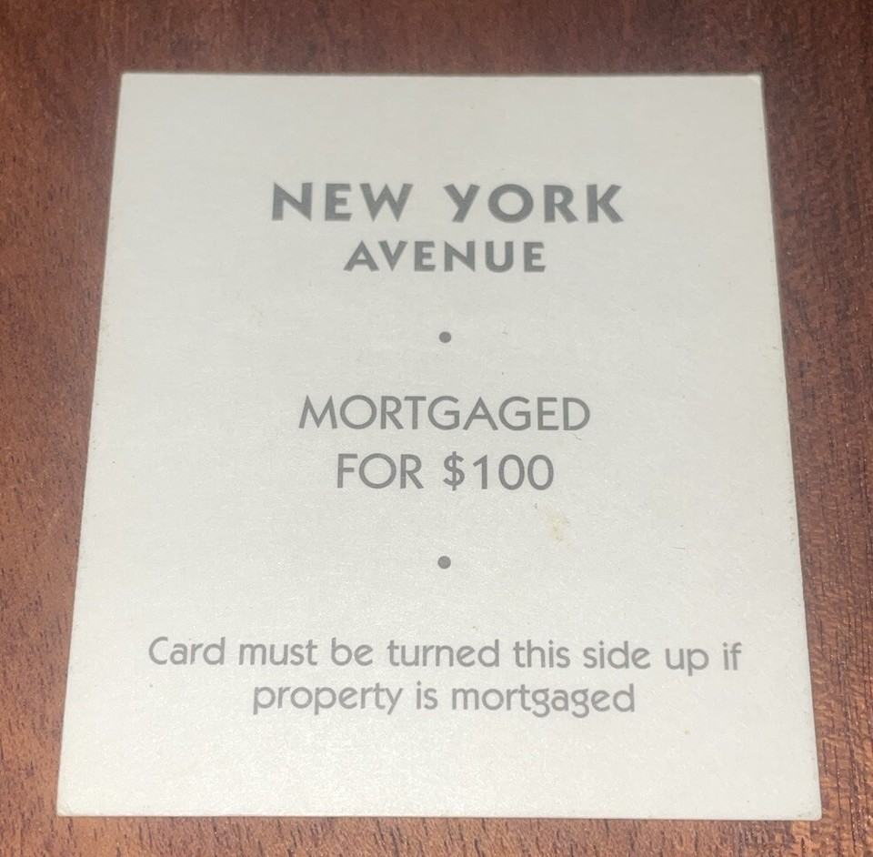 1998 Monopoly Deluxe Edition Game New York Avenue Deed Card Replacement