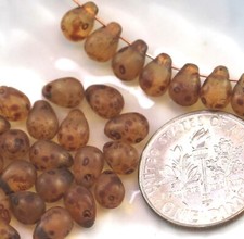 Tear Drop Beads, 4x6 mm, Crystal w/Picasso Finish, Czech Glass Beads, 30Beads