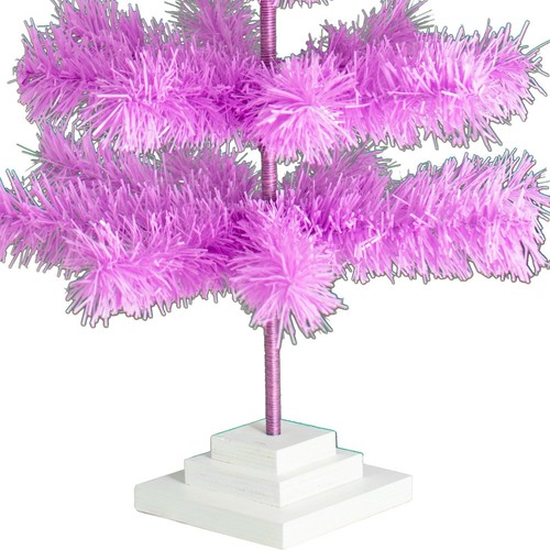 Lavender Tinsel Christmas Tree, Stand Included Folding Wire Branches - Picture 9 of 21