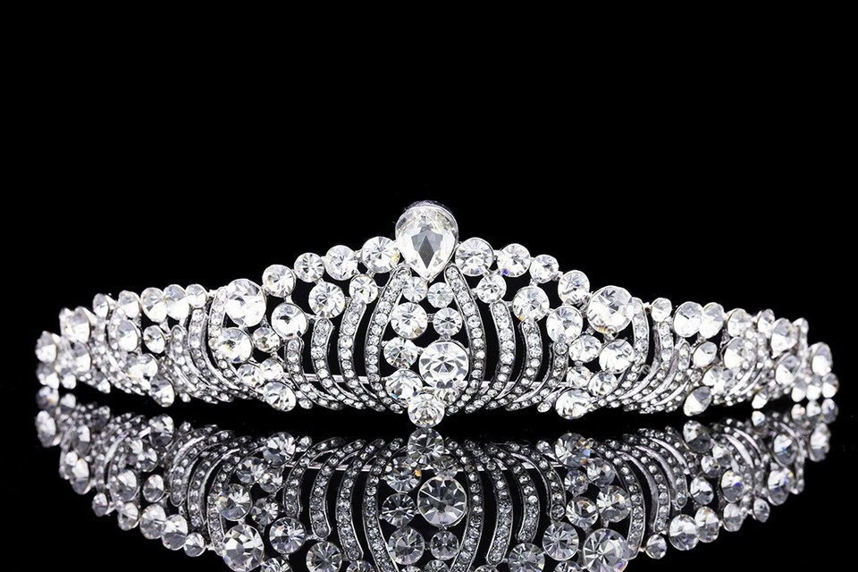 Miss Beauty Pageant Queen rhinestone Sillver Full Crown Tiara