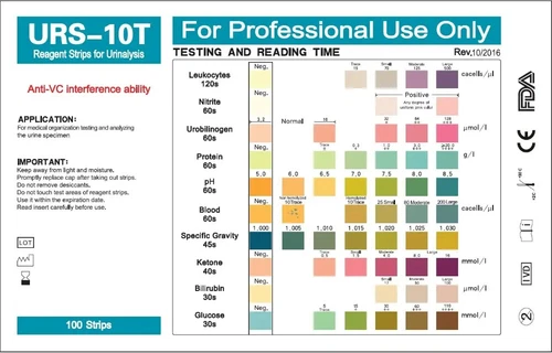 URS-10 100 Strips Urinalysis Reagent Test Paper Urine PH Parameter Test Strips - Picture 10 of 11