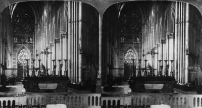 Interior View Nave Featuring Choir Rose Windows West End Reims Cat- Old Photo