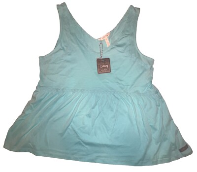 Matilda Jane Top Talk To Me Tank Aqua Blue Size XL Let's Go Together Peplum