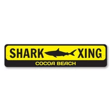 Shark X-ing Sign, Custom Shark Crossing Sign, Personalized Kid Metal Wall Decor