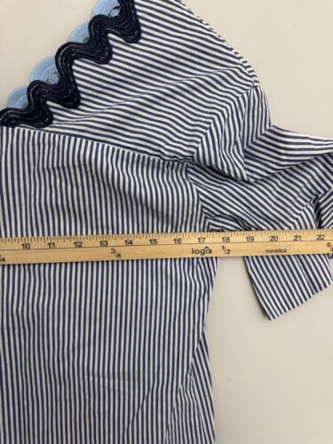 Sandro Paris Striped 100% Cotton Short Sleeve Lace Shoulder Blouse Top Size 2 - Picture 9 of 10