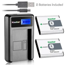 Kastar Battery and LCD Slim USB Charger for Sony NP-BK1 Type K Cybershot Bloggie