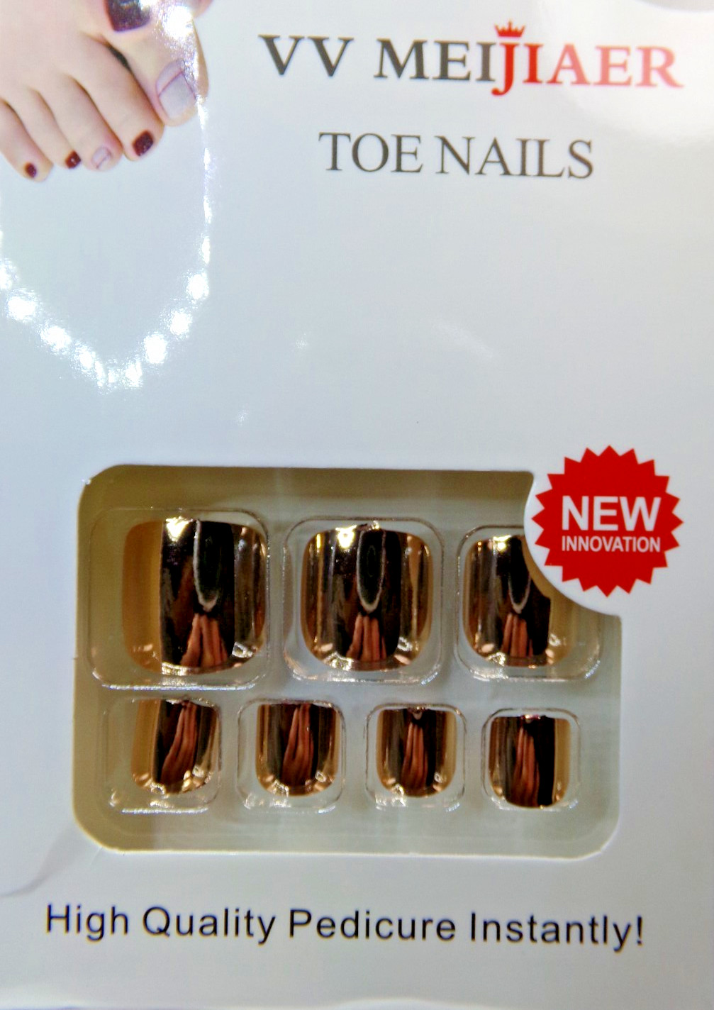 VV Toenails Copper-Gold Chrome Mirror glue on & Tabs Medium