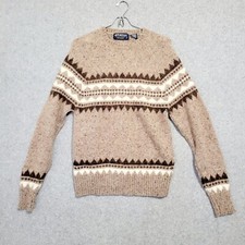 VTG Puritan Nordic Sweater Women Medium Brown Fair Isle Wool Blend Winter Comfy
