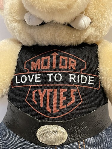 Plush Stuffed Animal Love To Ride Motorcycles Hog Vintage 10"t Vintage Biker - Bild 4 von 11