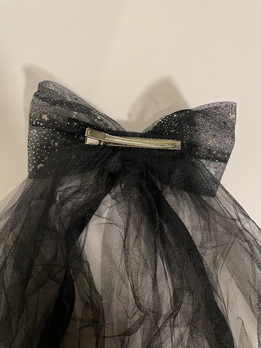 Cosplay Black Headwear Double Layer Veil Cosplay Black Veil Bride 18” New - Picture 4 of 4