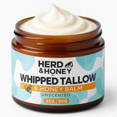 Herd & Honey Organic Tallow and Honey Balm for Face and Body  Dry, Sensitive 2oz