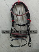 new leather bridle pink white crystal browband with patent leather noseband pony