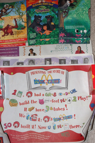 Large Lot 37 Vintage McDonald's Happy Meal Boxes, Bib, Activity Sheets/Placemats - Picture 14 of 20