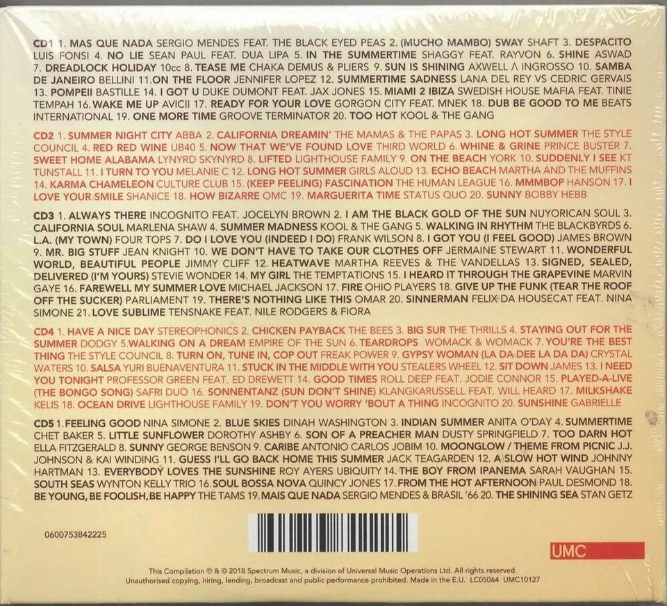 Long Hot Summer 5CDs NEU Michael Jackson Abba Jennifer Lopez Swedish House Mafia - Bild 2 von 2