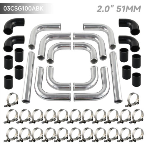 2'' 51mm Universal 12PCS Turbo Ladeluftkühler Rohrleitungen+ Silikonschlauch - Bild 2 von 11