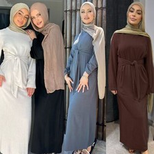 Islamic Kaftan Modest Women Dubai Long Dress Abaya Muslim Robe Evening Gown Arab