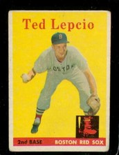 Vintage BASEBALL Trading Card TOPPS 1958 #29 TED LEPCIO Boston Red Sox 2nd Base