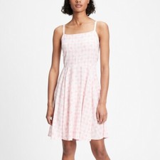 GAP Squareneck Cami Flutter Mini Dress Size Large Pink Tile Tie Dye 380523