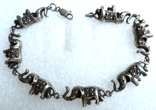 VINTAGE ATEMBERAUBENDES STERLINGSILBER MARKENIT VIEL GLÜCK ELEFANTENARMBAND