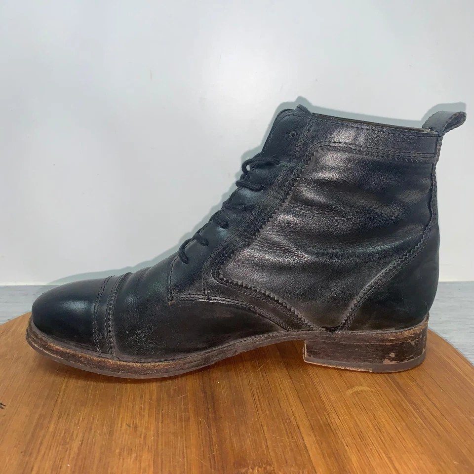 Botas de combate militares All Saints para mujer 8 EE. UU. 39 UE de cuero negro con cordones al tobillo Foto 2 de 4