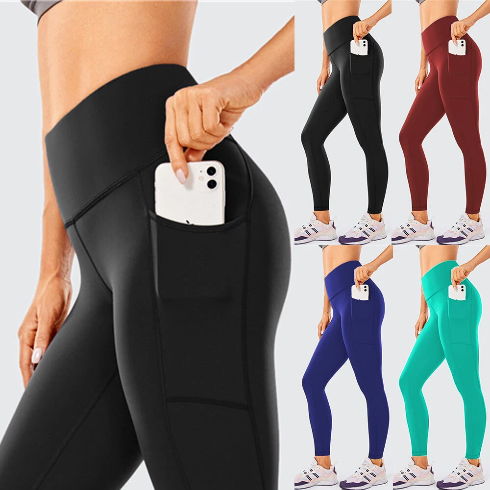 Women's High Waist Gym Leggings Pocket Fitness Sports Running Ladies Yoga  Pants