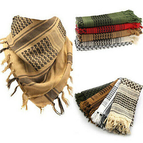 Bufanda Multifuncional Shemagh - 100% Algodón Keffiyeh Árabe Desierto Ejército Envoltura - Imagen 2 de 46