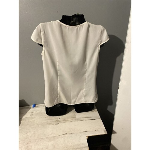 Anne Klein Damen Bluse Top Medium transparent weiß Rüschen - Bild 3 von 4