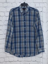 Ben Sherman Men's Medium Dress Shirt 15.5 32-33 Blue Brown White Plaid