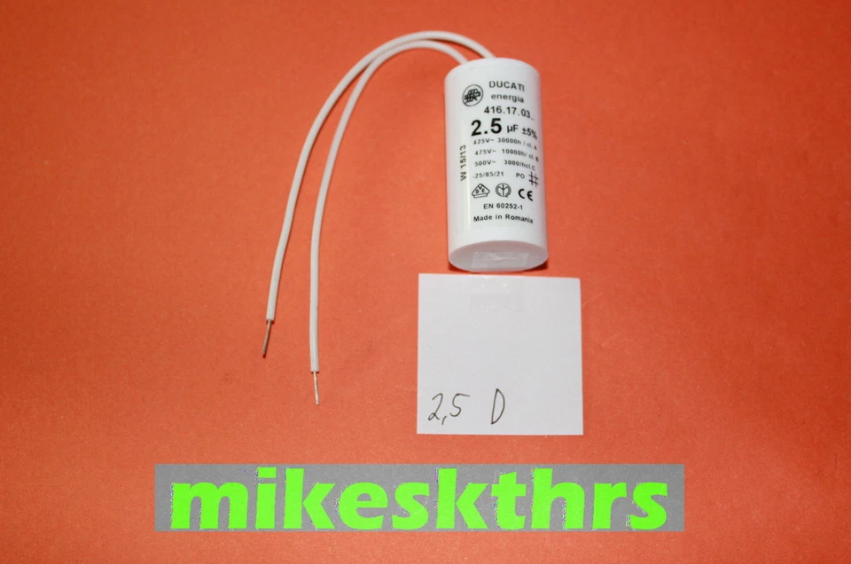 DUCATI 2,5D .. 2,5uF 2,5µF 425V Anlaufkondensator Motorkondensator Ø28mm Draht ....DHL