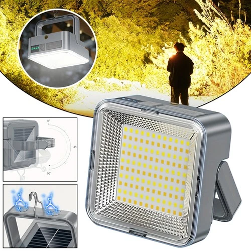 Outdoor LED Solar Work Light Rechargeable Brightness Camping Lantern USB Charger