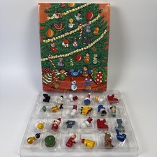 Vintage Christmas Advent Calendar Wood Ornaments in Windows Florie Freshman 1988