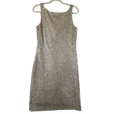 Lauren Ralph Lauren Evening Dress Gold Sequin Sleeveless Cocktail Holiday Sz 12