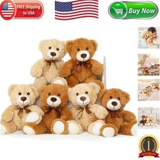 Adorable 14 Inch Plush Teddy Bear Set - 6PC Brown  Dark Brown for Events