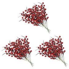 60PCS Artificial Red Berries Fake Flowers Fruits Berry Stems Crafts Floral5223