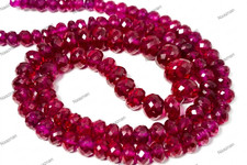 18 AAA Ruby Faceted Rondelle Beads Strand Natural Red Gemstone Necklace