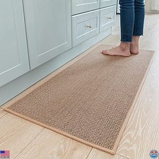 Beige Kitchen Runner Rug - Washable Non-Skid Mat for Sink, Hallway  Laundry