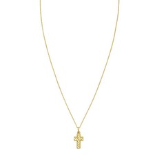 14K Yellow Gold Diamond Cut Cross Necklace