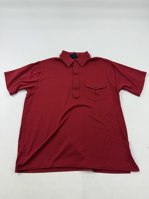 Vintage Robert Bruce Polo Shirt Mens Large Red Cotton Blend Pocket Short Sleeve
