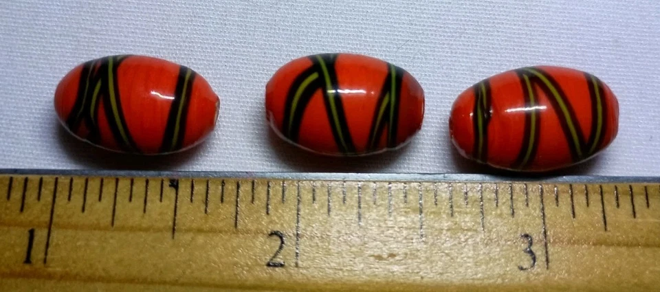 Lampwork Glass Beads - Red And Black - 15mm X 10mm - 1mm Opening - 10 Beads - Image 2 of 2
