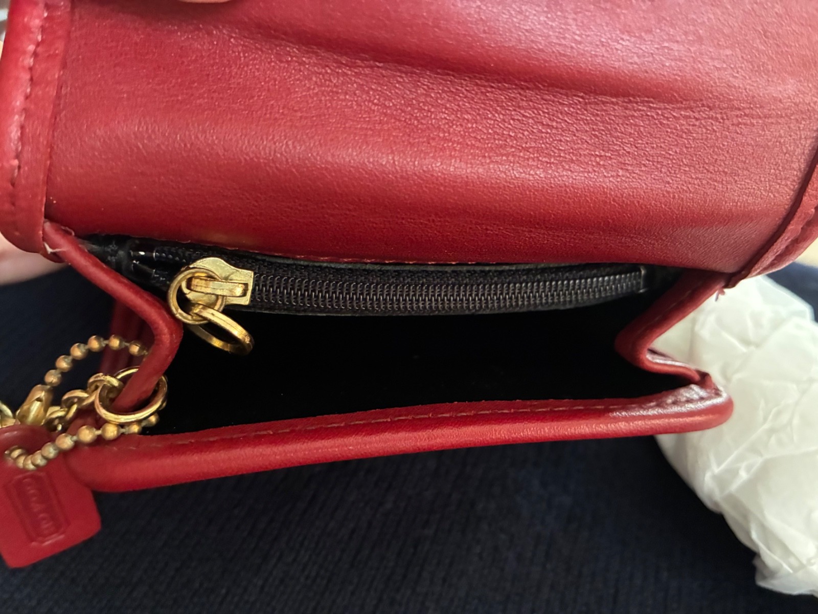 COACH VINTAGE RED LEATHER MULTI FUNCTION PURSE WA… - image 11