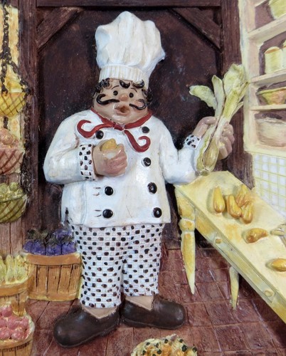 2 Riggsbee Italian Baker Chef Wall Art Plaques 3D Resin Hand Tiles Hand Paint - Picture 4 of 9