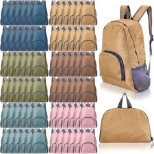 72 Pack Neutral 17 Inch Foldable Backpacks Bulk Lightweight Book Bags
