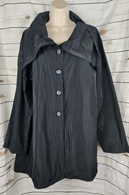 Bryn Walker Black Anouk Jacket Memory Crunch XL Windbreaker Lagenlook Collar