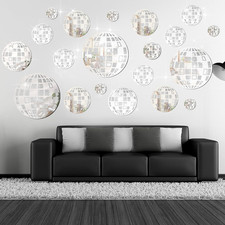 12 Pcs Acrylic Disco Mirror Wall Decor Disco Ball Wall Decor Stickers Aesthet...