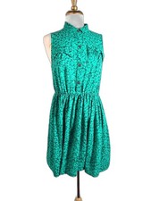 Isani Dress Size M Colorful Modern Mini Collared Green Coquette Boho Chic